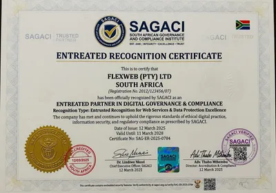 SAGACI Entrusted Recognition certificate issued to Flexweb